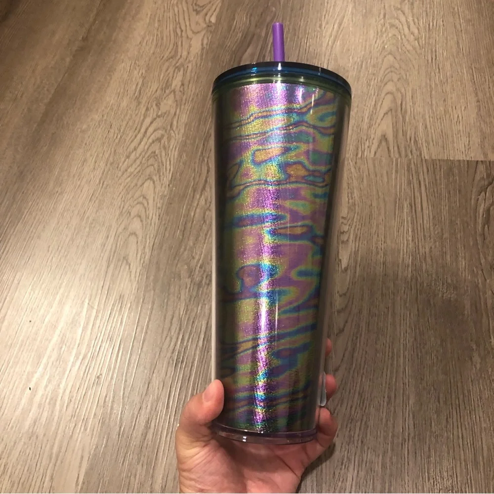 Starbucks Iridescent Oil Slick Cold Cup New Multicolor Venti 24oz 2023 *flaw*